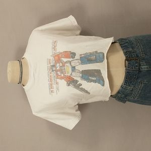 Vintage Transformers T Shirt Cut Off to Crop Soft & Worn Graphic Tee 2007 Robot